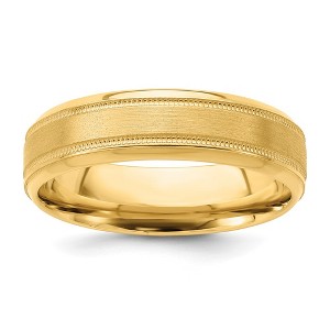 Black Bow Jewelry 6mm 14K White or Yellow Gold STD Wgt Milgrain Beveled Comfort Fit Band - 1 of 4