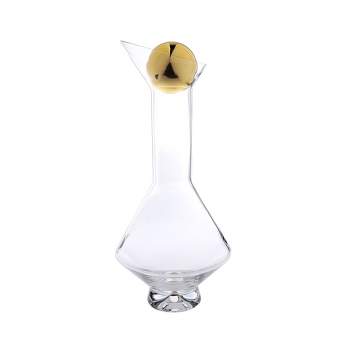 Classic Touch Glass Diamond Shaped Decanter with Gold Lid