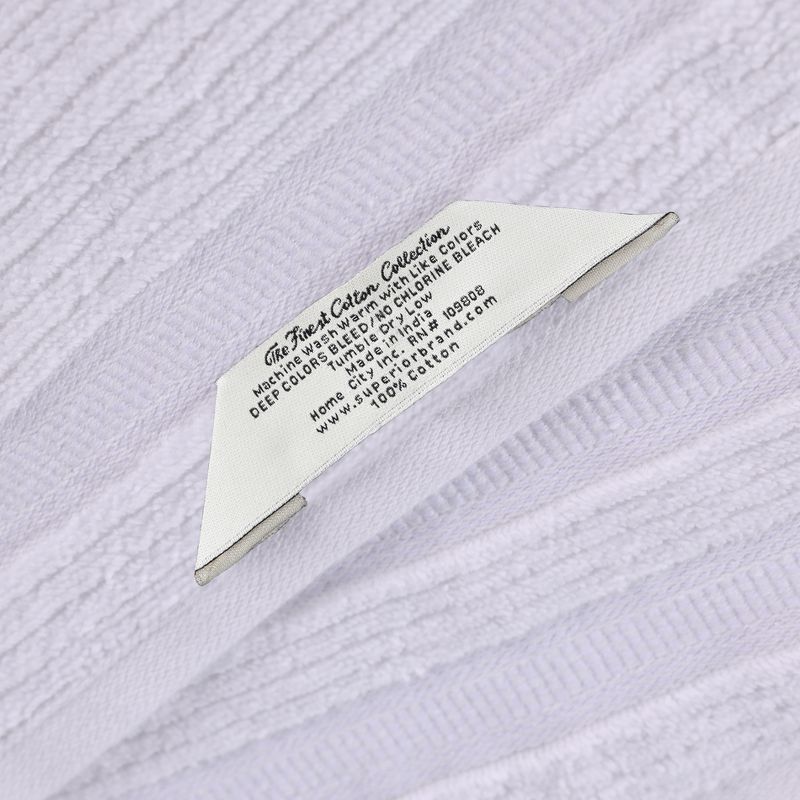 Zero Twist Cotton Ribbed Modern Geometric Border Face Towel Washcloth Set of 12 by Blue Nile Mills, 5 of 9