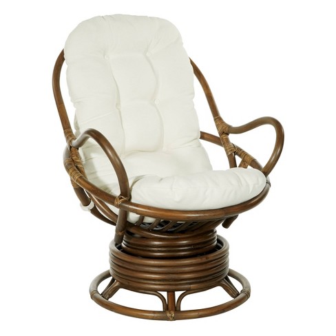 Kauai Rattan Swivel Rocker Chair Linen OSP Home Furnishings