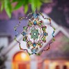 Evergreen 12" 3D Optical Illusion Hanging Metal Spinner, Mandala Flower- Fade and Weather Resistant Outdoor Decor - 2 of 4