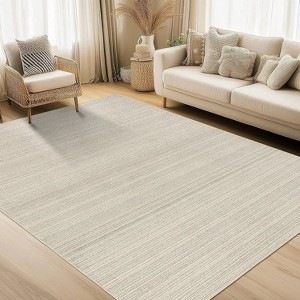 Acekool Modern Neutral Rug 2x6 , Washable Low Pile Carpet with Non-Slip TPR Backing, Thin Foldable Printed Mat for Living Room, Bedroom Black - 1 of 4