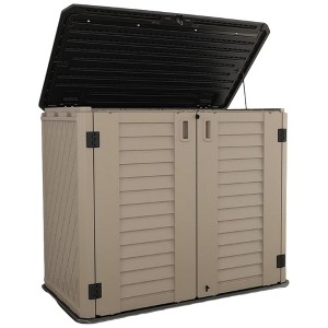 BENCMATE Storage Sheds, Garden Storage Shed Tool House with Lid and Door, Durable Construction for Backyard or Patio, Brown, 50"*29.1"*41" - 1 of 4