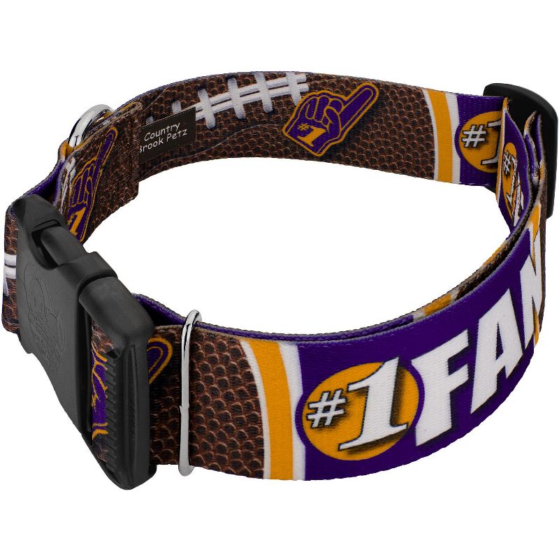 Country Brook Petz 1 1/2 Inch Deluxe Purple and Gold Football Fan Dog Collar Limited Edition, 2 of 5
