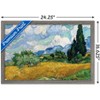 Trends International Wheat Field with Cypresses Framed Wall Poster Prints - 3 of 4