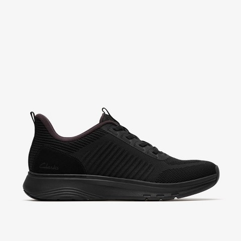 Clarks Mens Motion Trek LT Black Knit Shoes 12 Wide