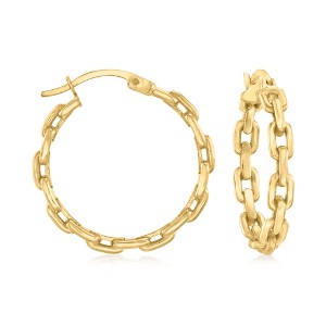 Ross-Simons 18kt Gold Over Sterling Paper Clip Link Hoop Earrings - 1 of 3