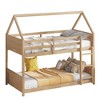 Dolonm Twin Over Twin House Floor Bunk Kid Bed with Headboards, Footboards, Guardrails & Ladder, Rubber Wood Solid Frame, 78.6"L x 43.1"W x 70.7"H - 2 of 4