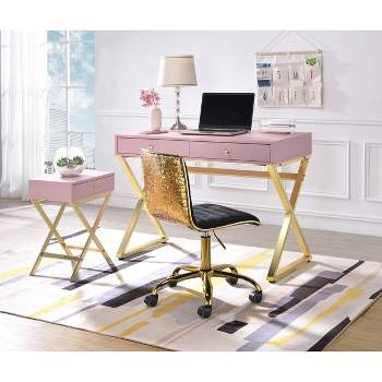 16" Coleen Accent Table Pink/Gold Finish - Acme Furniture