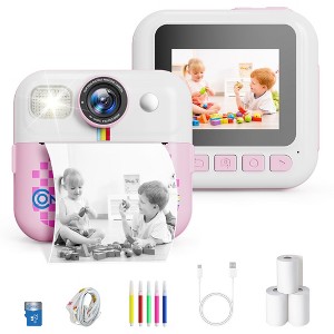 Contixo KC4 Kids Instant Print Camera, 2.4" Screen 1080P HD 16X Zoom MP3 & Games 32GB Card Digital Camera Toy For Boys Girls Age 3-10, Pink Unicorn - 1 of 4
