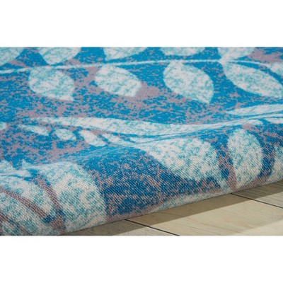 Blue Floral Synthetic 5' x 7' Indoor/Outdoor Area Rug