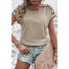 Amaryllis Women's Button Shoulder Short Sleeve Top Relaxed Fit Casual Tee Lightweight Versatile Everyday Essential - 4 of 4