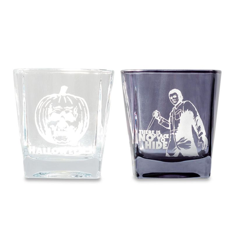 Silver Buffalo Halloween II Michael Myers 9-Ounce Etched Rocks Glasses | Set of 2, 1 of 7
