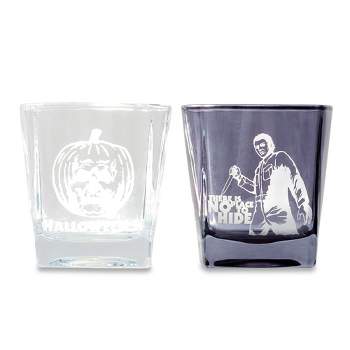 Silver Buffalo Halloween II Michael Myers 9-Ounce Etched Rocks Glasses | Set of 2