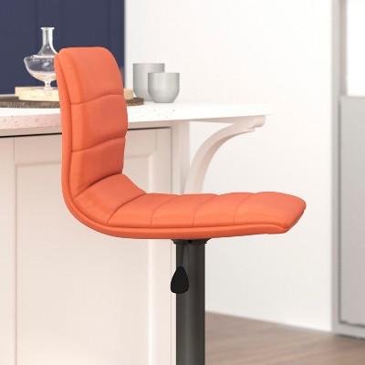 Cognac Vinyl Adjustable Swivel Barstool with Black Metal Base