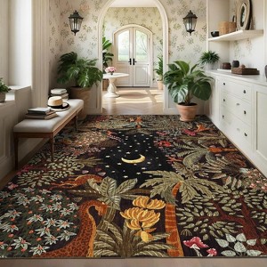 coucheta Multi-size Washable Area Rug for Living Room, Jungle Animal Soft Non Slip Stain Resistant Low Pile Carpet, for Bedroom, Dining Room, Office - 1 of 4