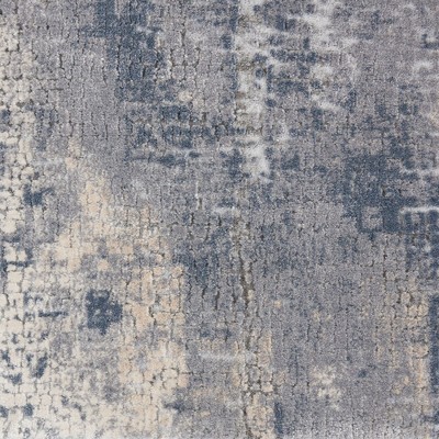 Abstract Grey & Beige Hand-knotted Synthetic Runner Rug