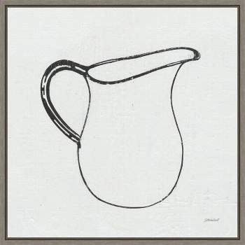 16" x 16" Retro Pitcher Kitchen by Kathrine Lovell Framed Wall Canvas - Amanti Art