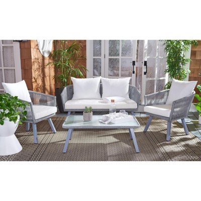 Belmi 4-Piece Grey/Beige Rope-Detailed Outdoor Patio Set