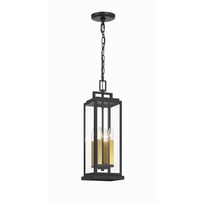 Aspen Matte Black Glass 4-Light Outdoor Pendant