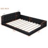 Modern Wooden Queen Size Platform Bed with headboard, PU Leather Upholstered Bed Frame with Adjustable Reading Lights for Bedroom - The Pop Home - 3 of 4