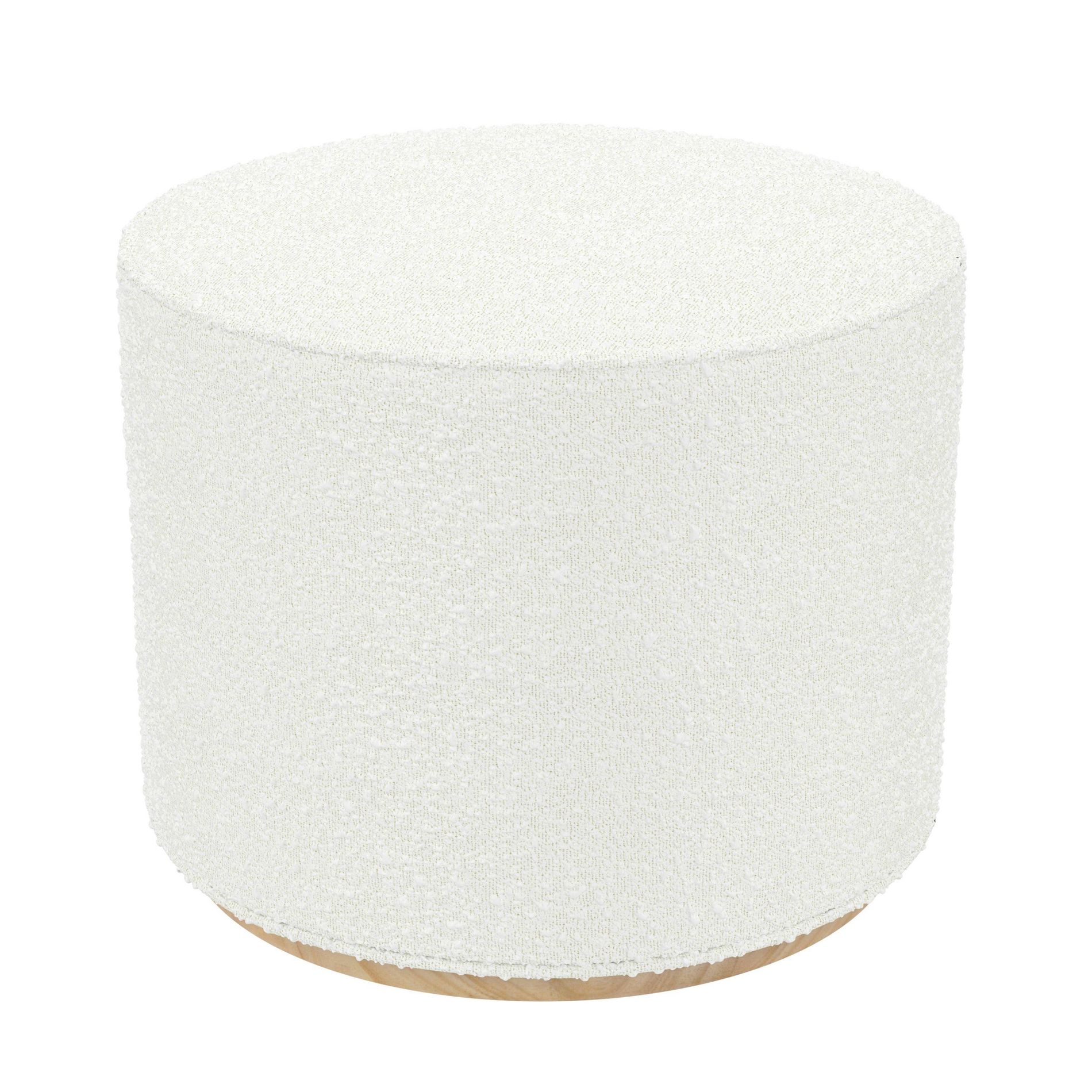 HomePop Cloud Ottoman with Wood Base Cream Boucle