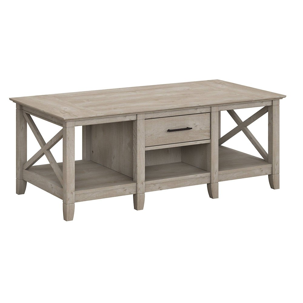 Photos - Coffee Table Key West  with Storage Washed Gray - Bush Furniture