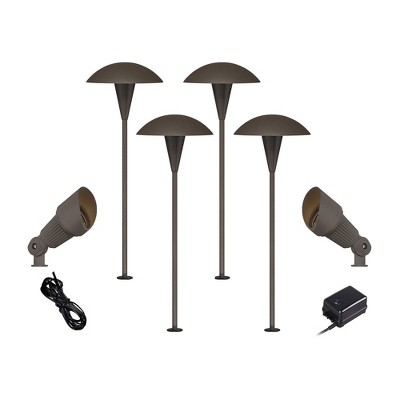 John Timberland Mushroom Bronze and Spotlight 8-Piece LED Landscape Set