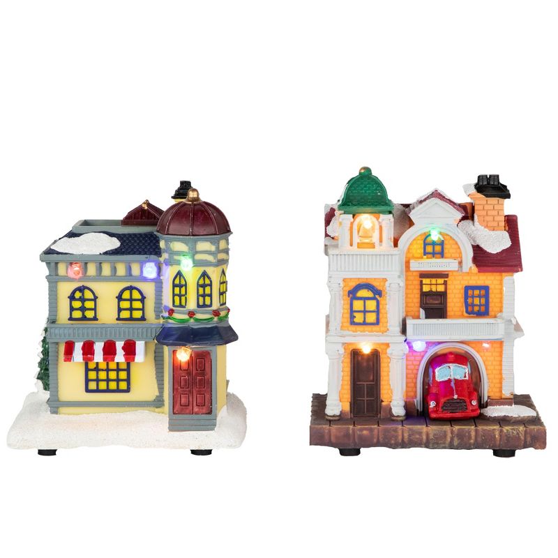 Northlight 10-Piece LED Lighted Buildings and Trees Christmas Village Display Set, 2 of 5