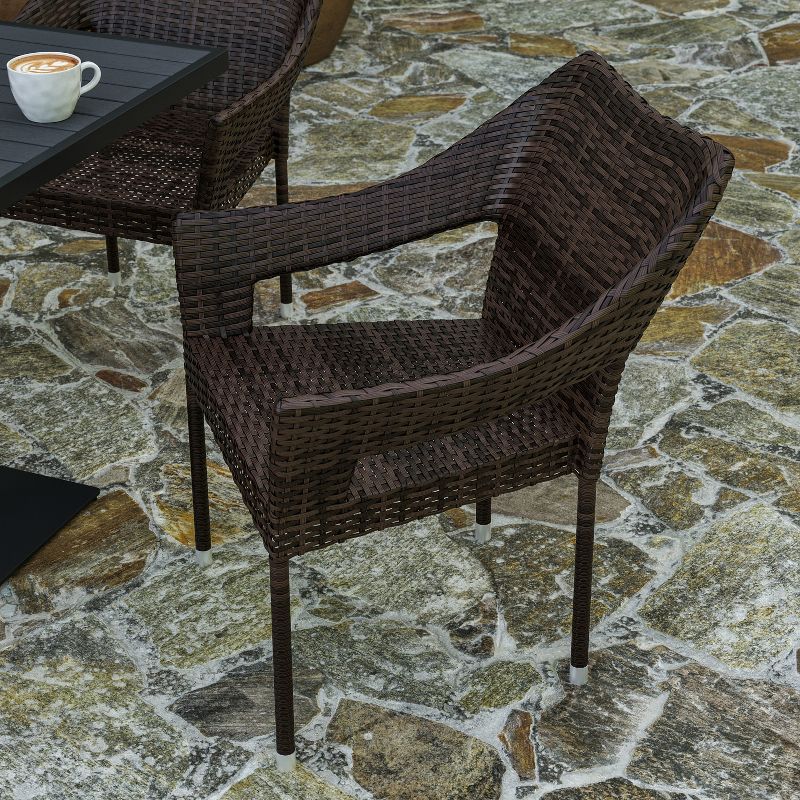 Merrick Lane Weather Resistant Indoor/Outdoor Stacking Patio Dining Chair with Steel Frame and PE Rattan, 4 of 12
