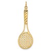Black Bow Jewelry 14k Yellow Gold Large 3D Tennis Racquet Pendant - 3 of 4