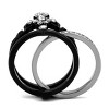 Slickblue Princess Tiara Ring Set, Stainless Steel with Clear CZ, Two-Tone Black & Silver Design, Sizes 5-10 - 4 of 4