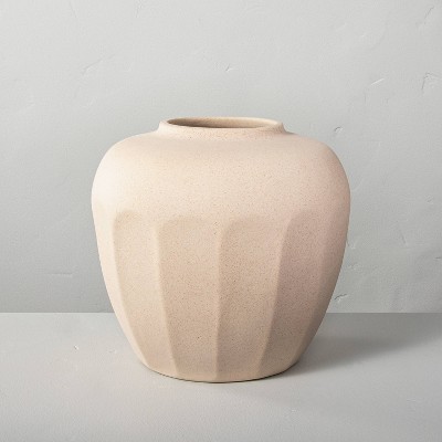 8" Medium Faceted Ceramic Vase Tan - Hearth & Hand™ with Magnolia