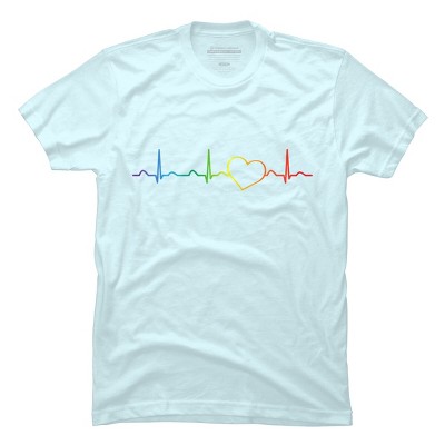 Adult Design By Humans Rainbow Pride Heartbeat By Luckyst T-Shirt