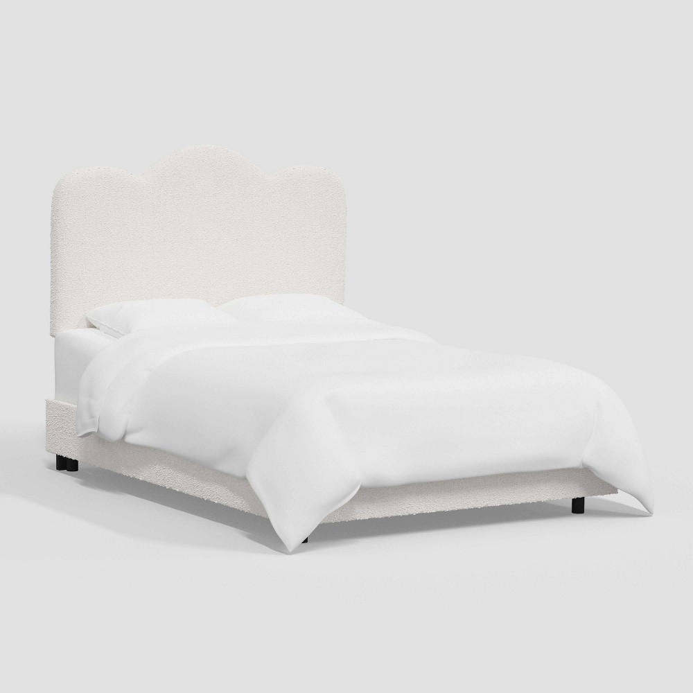 Photos - Bed Lizzie Twin Size Upholstered Scallop  in Classic Boucle Snow - Threshold™