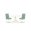 East West Furniture 3 Piece Dinner Table Set consists A Modern Table and 2 Platinum Gray Faux Leather Kitchen Chairs with Stylish Back- White Finish - 2 of 4