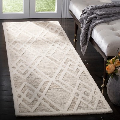Hand-Tufted Cambridge Square Wool Blend Rug in Light Brown & Ivory