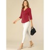 INSPIRE CHIC Women's Polka Dots 3/4 Sleeve Casual Button Front Shirt - 3 of 4