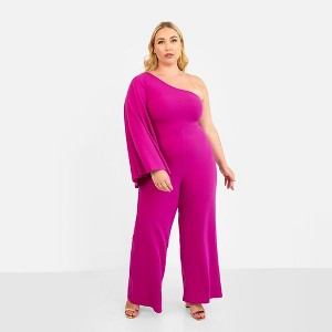 Rebdolls Women's Opal Extreme Single Sleeve Wide Leg Jumpsuit - 1 of 4