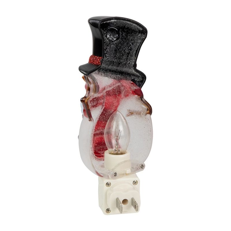 Northlight 6.5" White and Red Snowman in Black Top Hat Christmas Night Light, 5 of 6