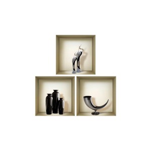 HomeRoots Set of Three Eli Faux Niche 3D Peel and Stick Wall Decals - 1 of 4