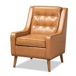 Daley Tan Faux Leather Upholstered and Wood Lounge Armchair Brown - Baxton Studio
