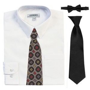 Gioberti Boy's Long Sleeve Dress Shirt with Design Tie Set - 1 of 4