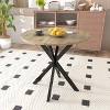 KWPZQEB Round Dining Table, Space Saving Circle Kitchen Table with Metal Legs for 2-4 people, Modern Dining Desk for Kitchen, Apartment, Brown - 3 of 4
