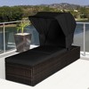 Tangkula Set of 2 Rattan Patio Chaise Lounge Chair W/ Adjustable Canopy Black Cushion - 3 of 4