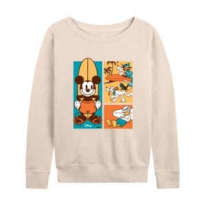 Women's - Disney - Mickey & Friends Lightweight French Terry Wide Neck Long Sleeve Shirt - 1 of 4