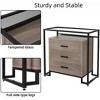 3-Drawer Chest of Drawers with Tempered Glass Top Shelves, Wooden Chest of Drawers with Black Steel Frame, Brown - 4 of 4