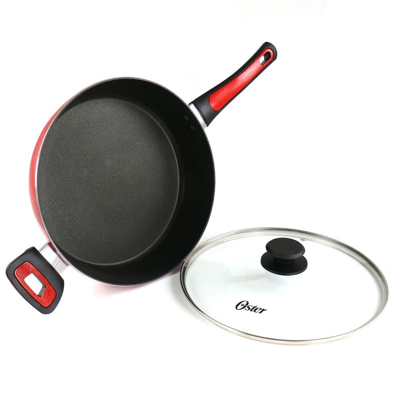Oster Claybon 3.8 Quart Nonstick Saute Pan With Lid in Speckled Red, 2 of 7
