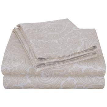 Vintage Bohemian Floral 600 Thread Count Paisley Cotton Blend Deep Pocket Bed Sheet Set by Blue Nile Mills