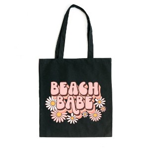 City Creek Prints Retro Beach Babe Flowers Canvas Tote Bag - 1 of 2